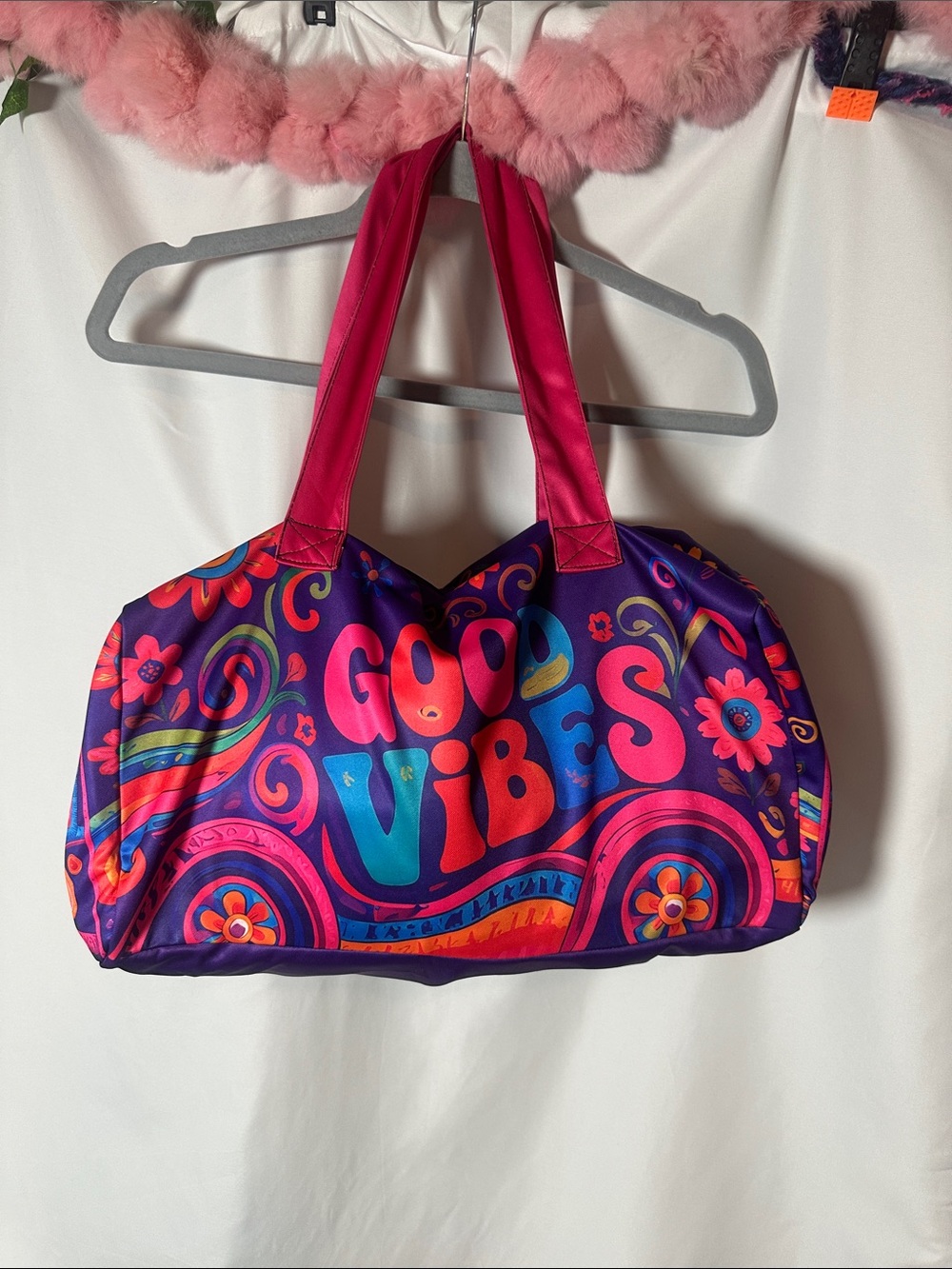 Good Vibes Pink & Purple Graphic Tote bus Bag by